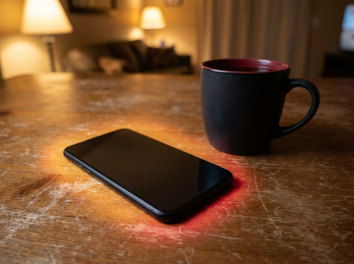 A phone lighting up with a new lead notification late in the evening