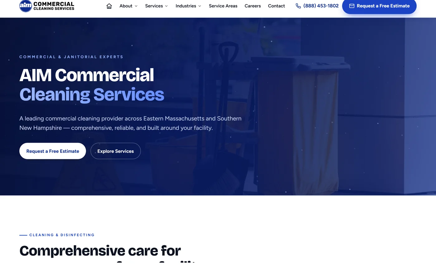 AIM Commercial Cleaning Services homepage