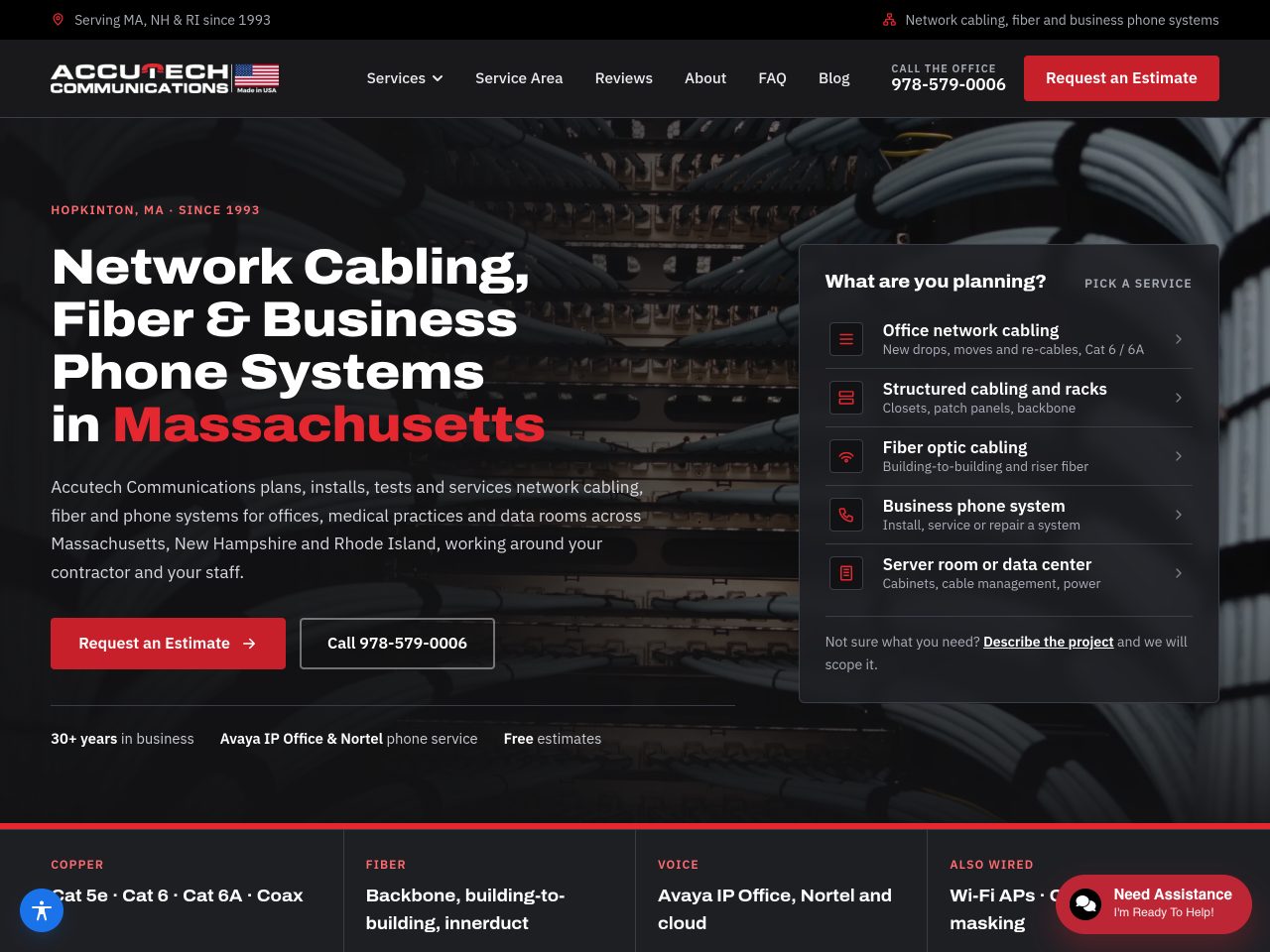 Accutech Communications website homepage