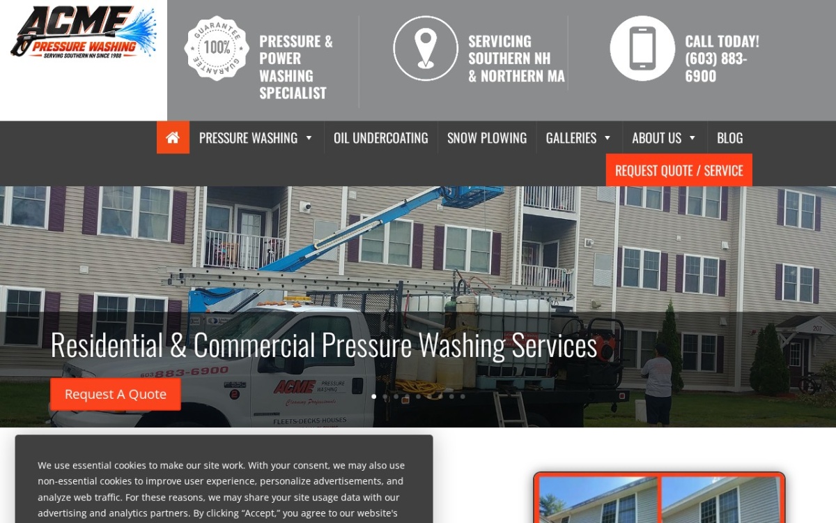 ACME Pressure Washing website homepage