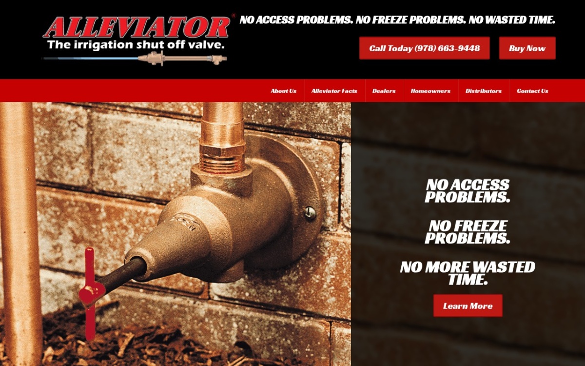 The Alleviator website homepage