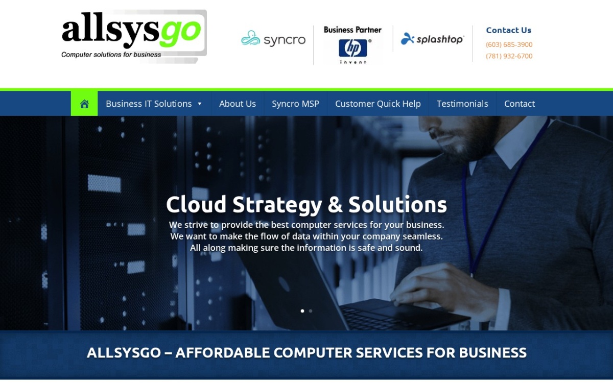 Allsysgo Computer Solutions website homepage