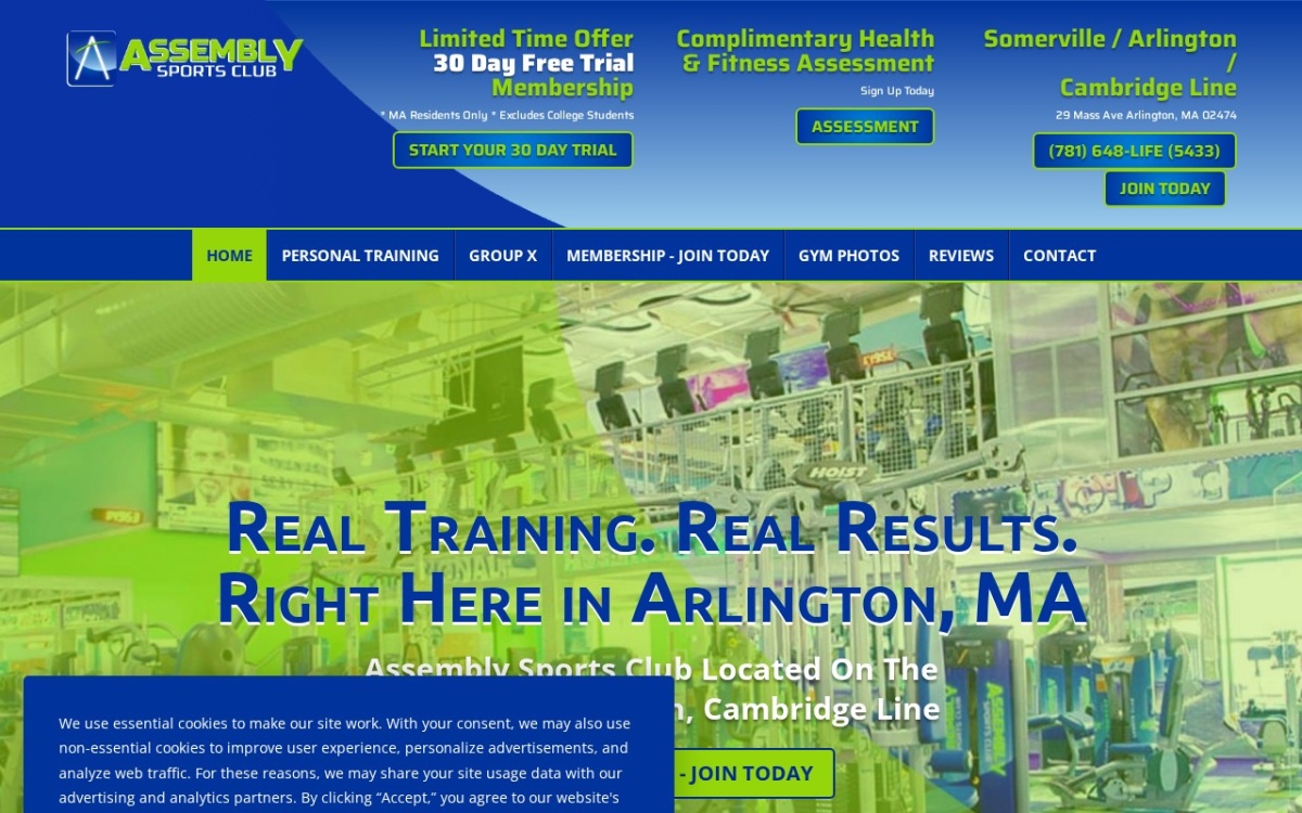 Assembly Sports Club website homepage
