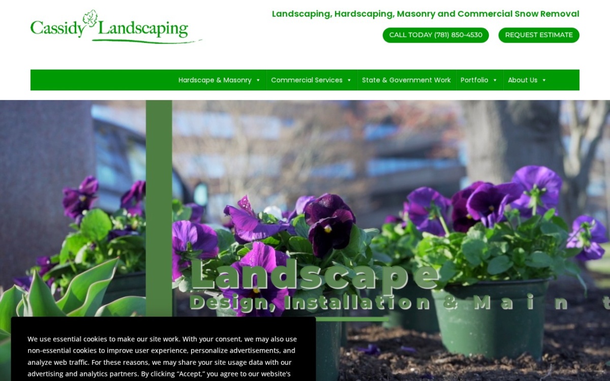 Cassidy Landscaping website homepage