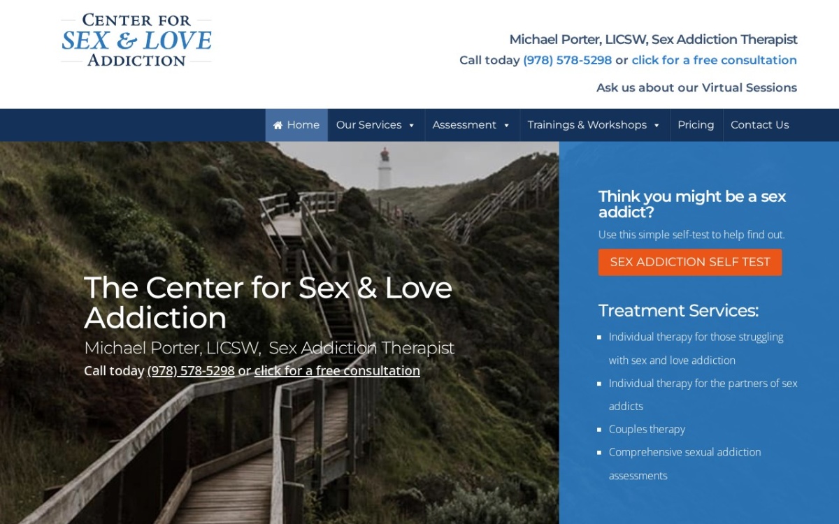 The Center for Sex & Love Addiction website homepage