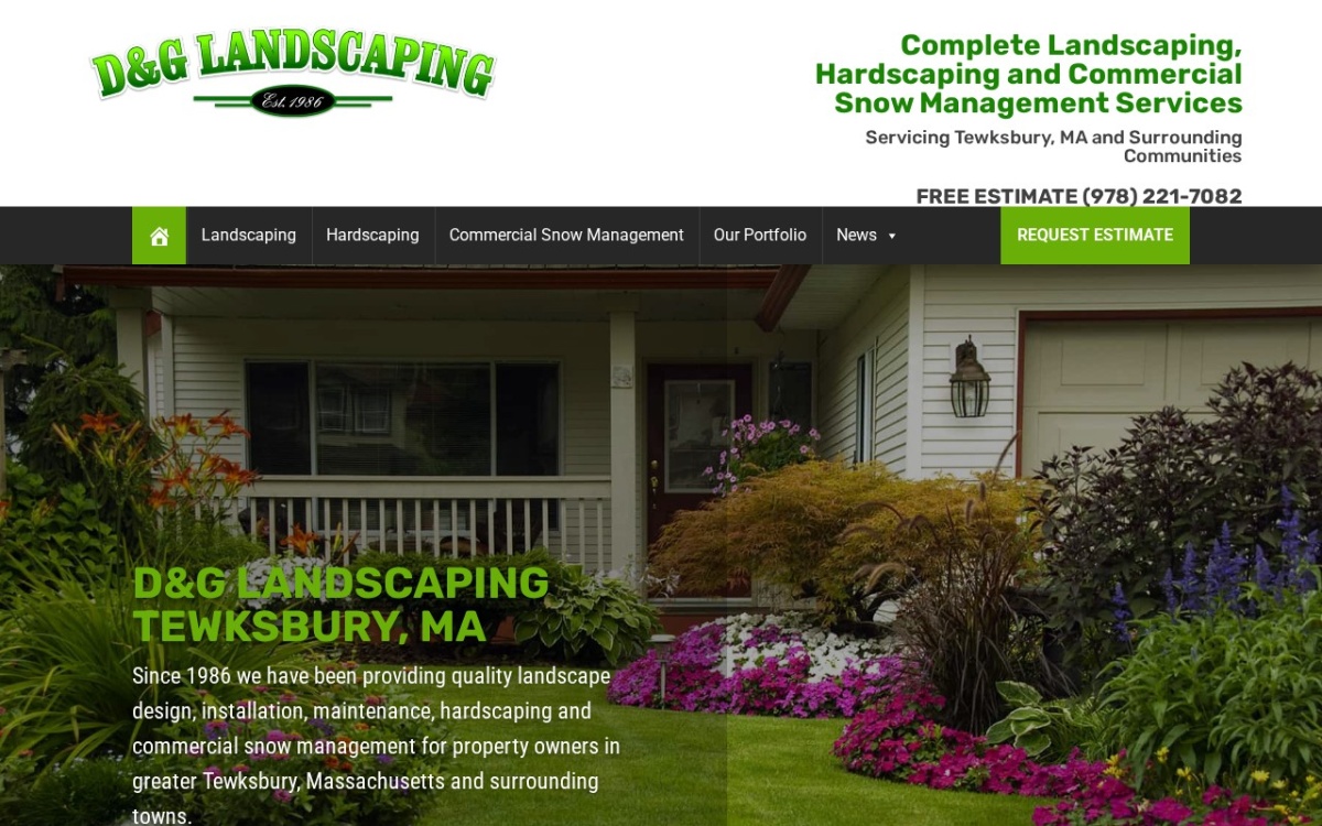 D&G Landscaping website homepage