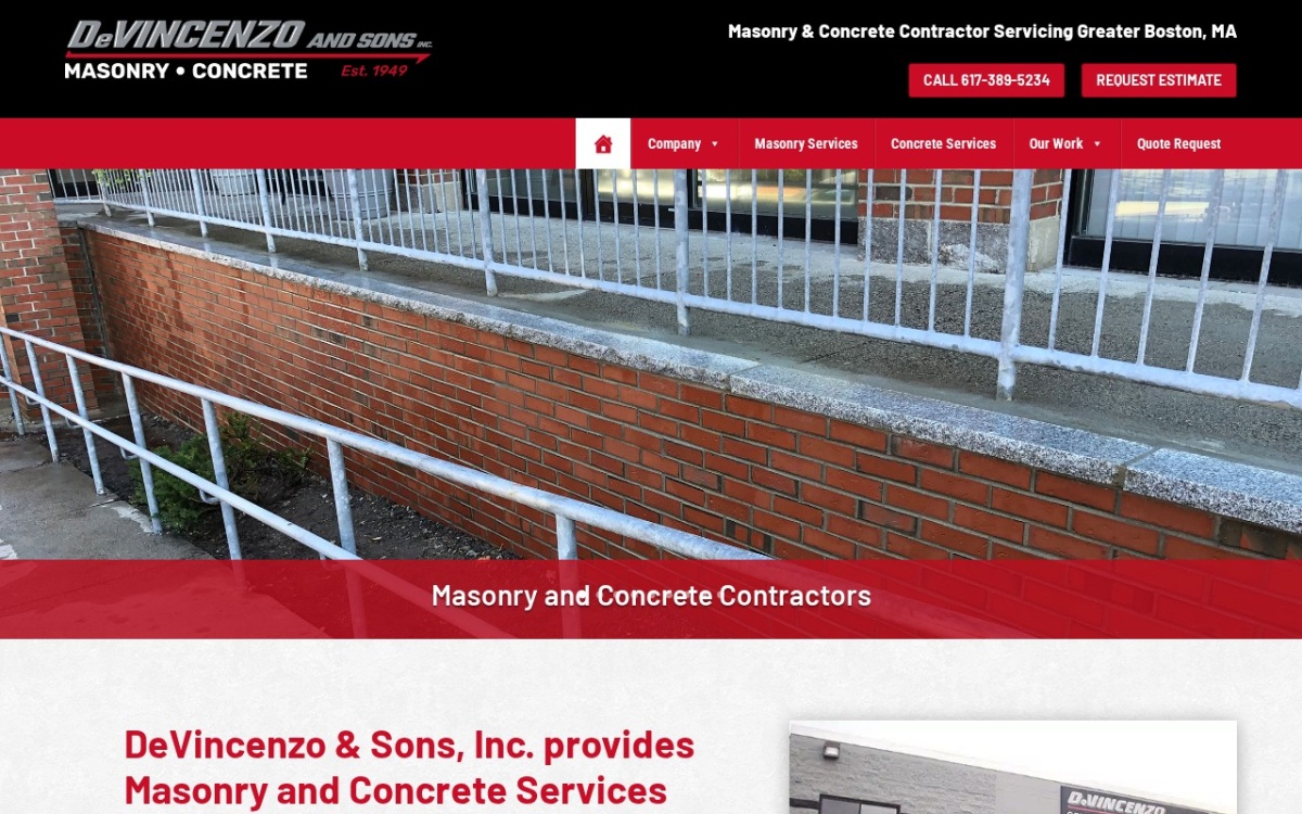 DeVincenzo & Sons website homepage