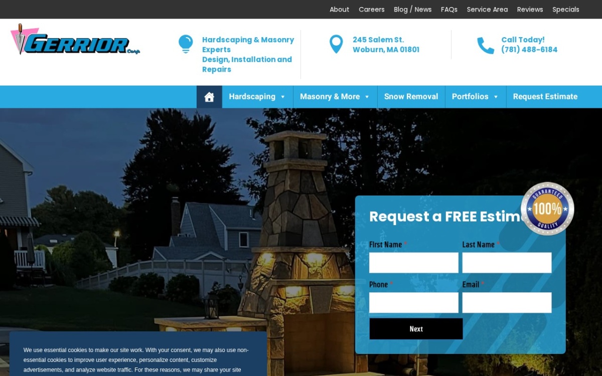 Gerrior Masonry website homepage