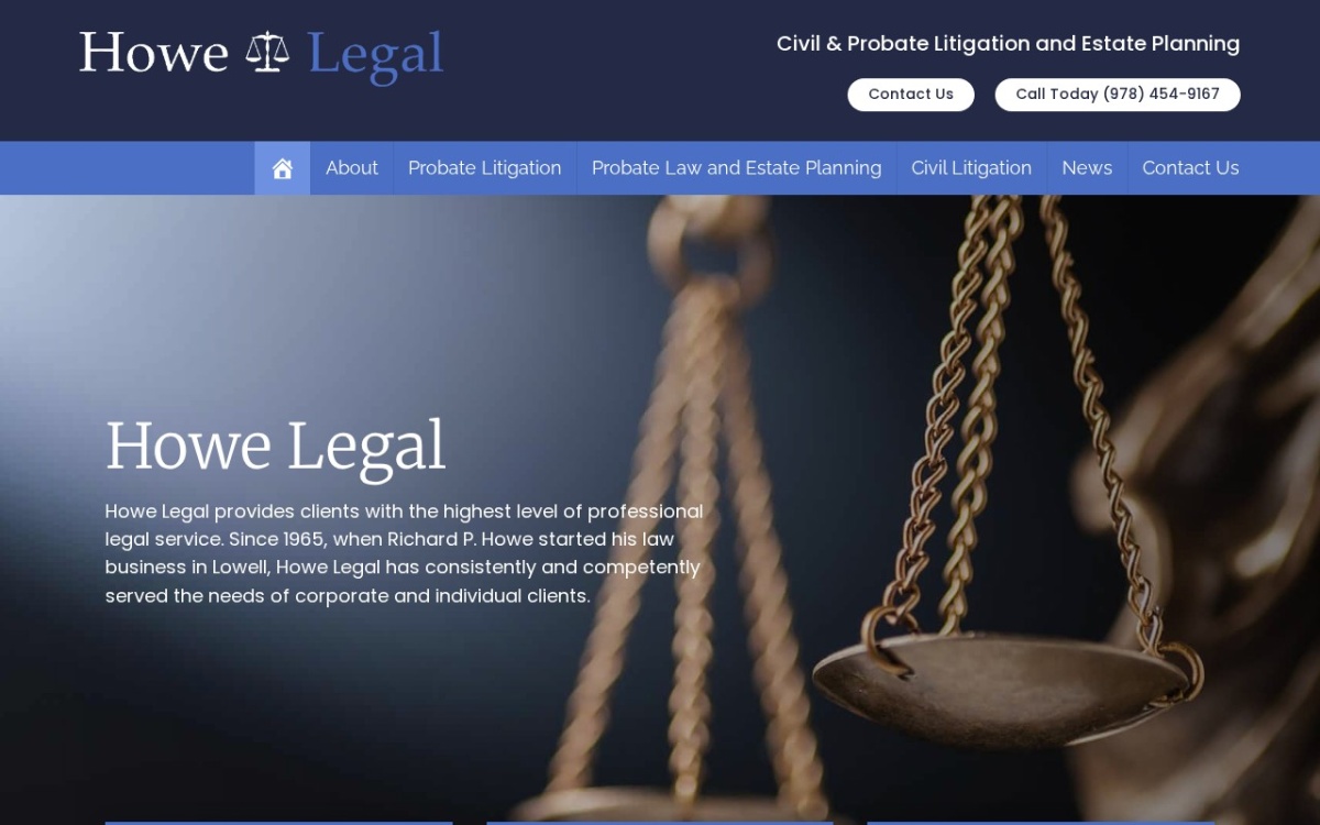 Howe Legal website homepage