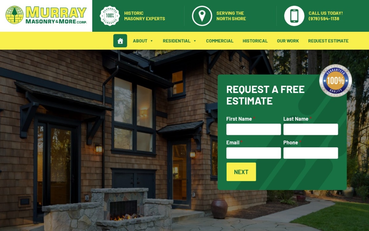 Murray Masonry & More website homepage