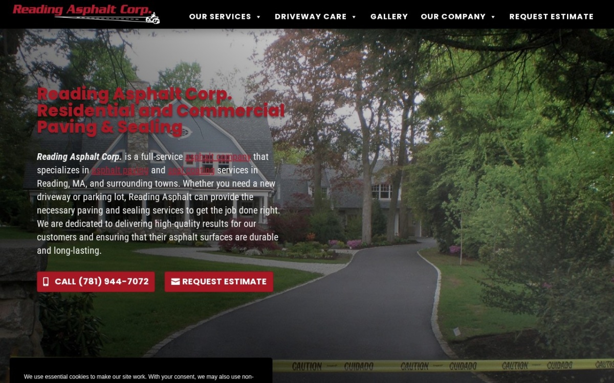 Reading Asphalt Corp. website homepage