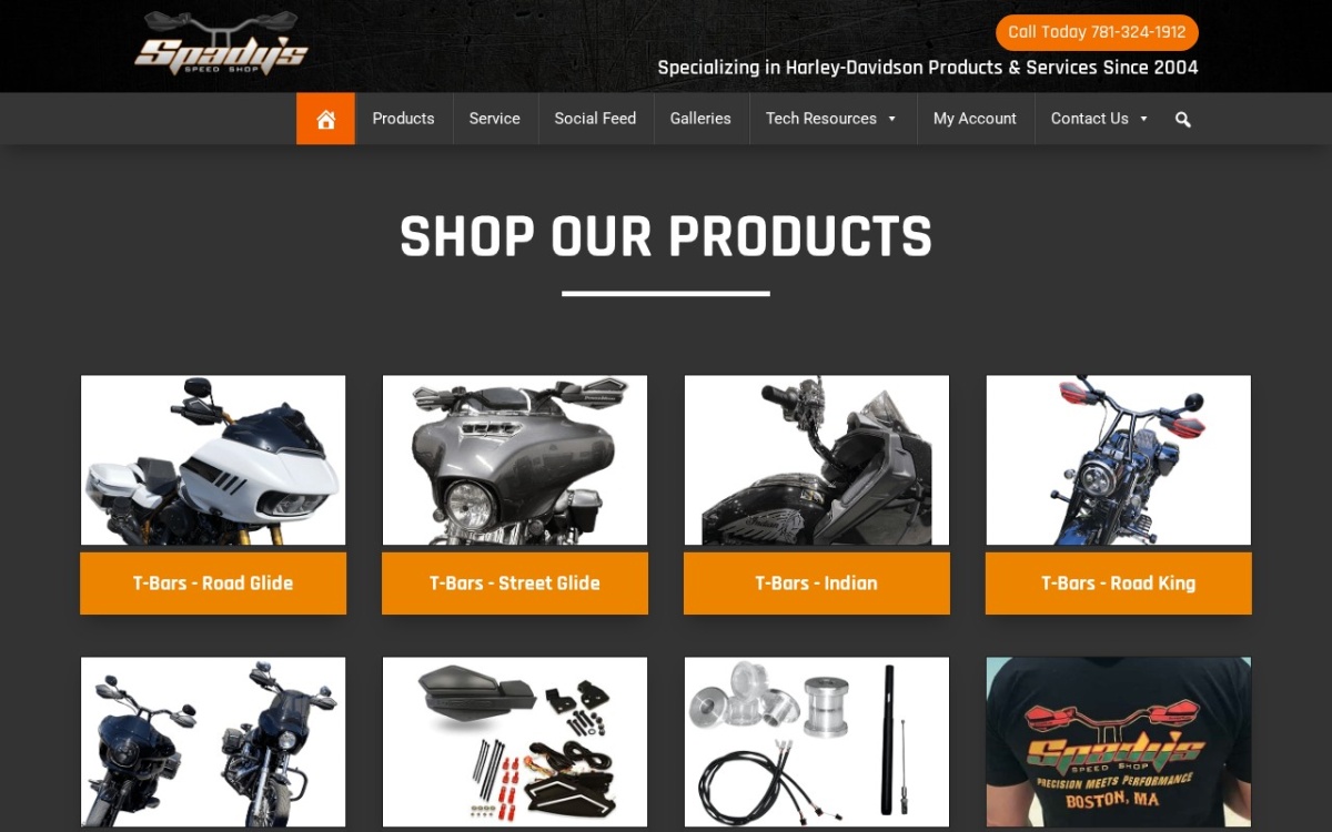 Spady's Speed Shop website homepage