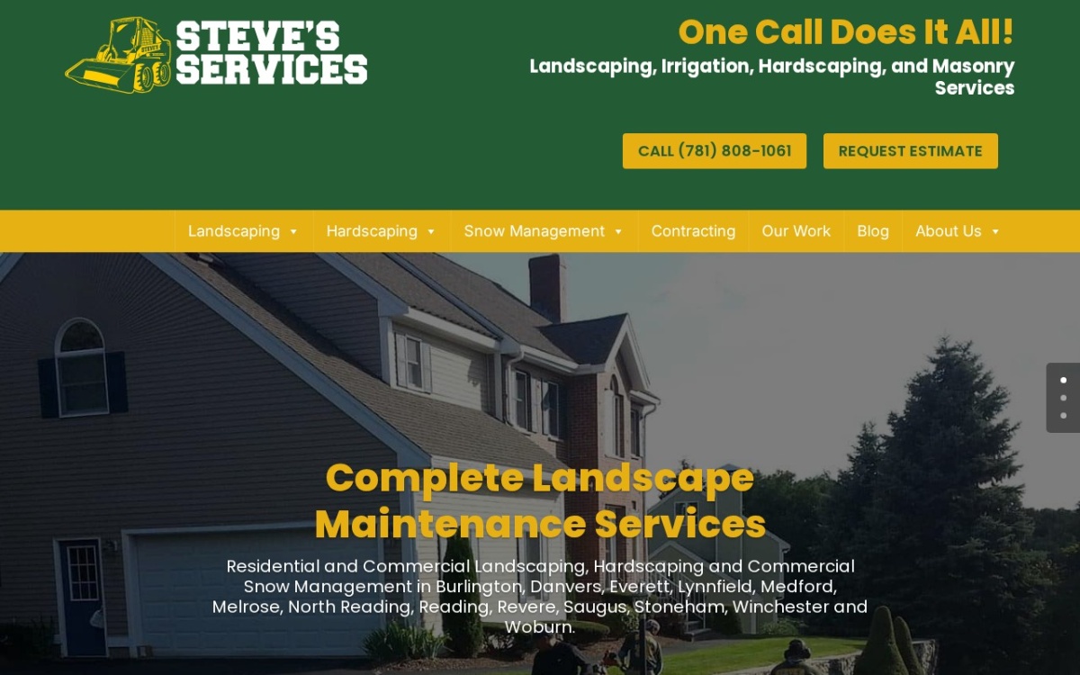Steve's Services Landscape Company website homepage