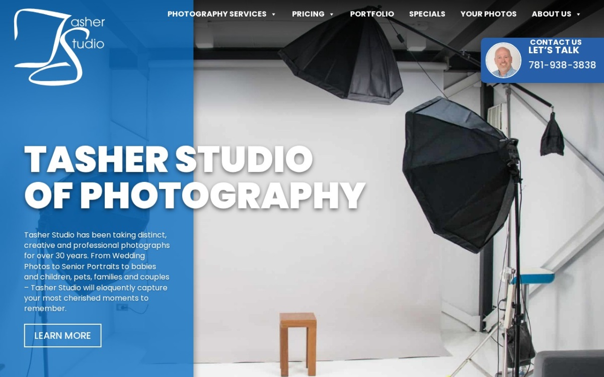 Tasher Studio of Photography website homepage