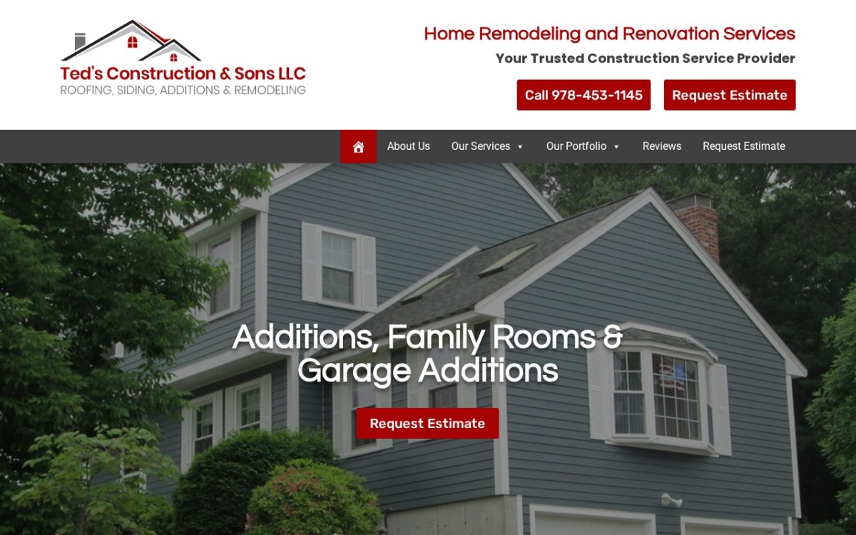 Ted's Construction & Sons LLC website homepage