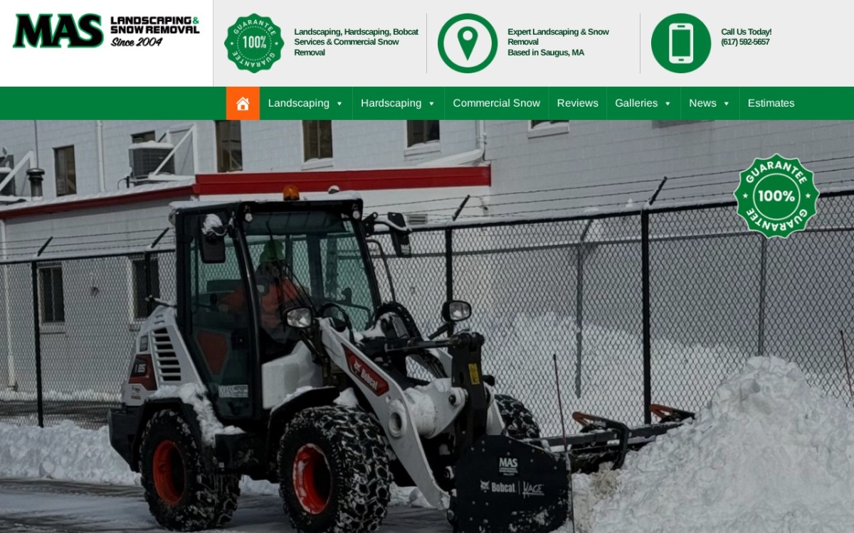 MAS Landscaping and Snow Removal website homepage