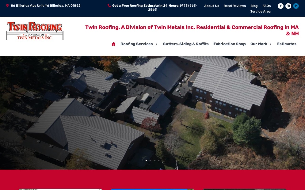 Twin Roofing website homepage