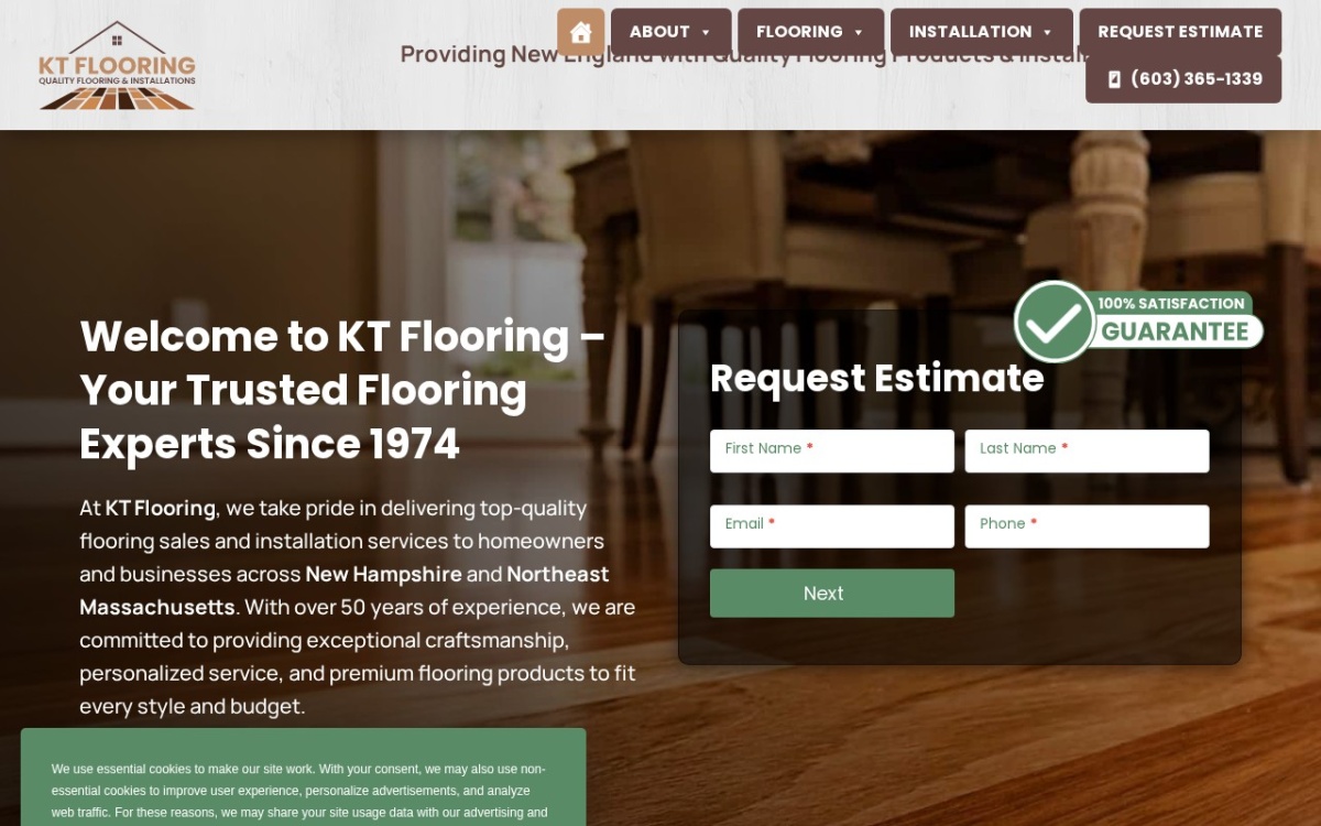 KT Flooring website homepage