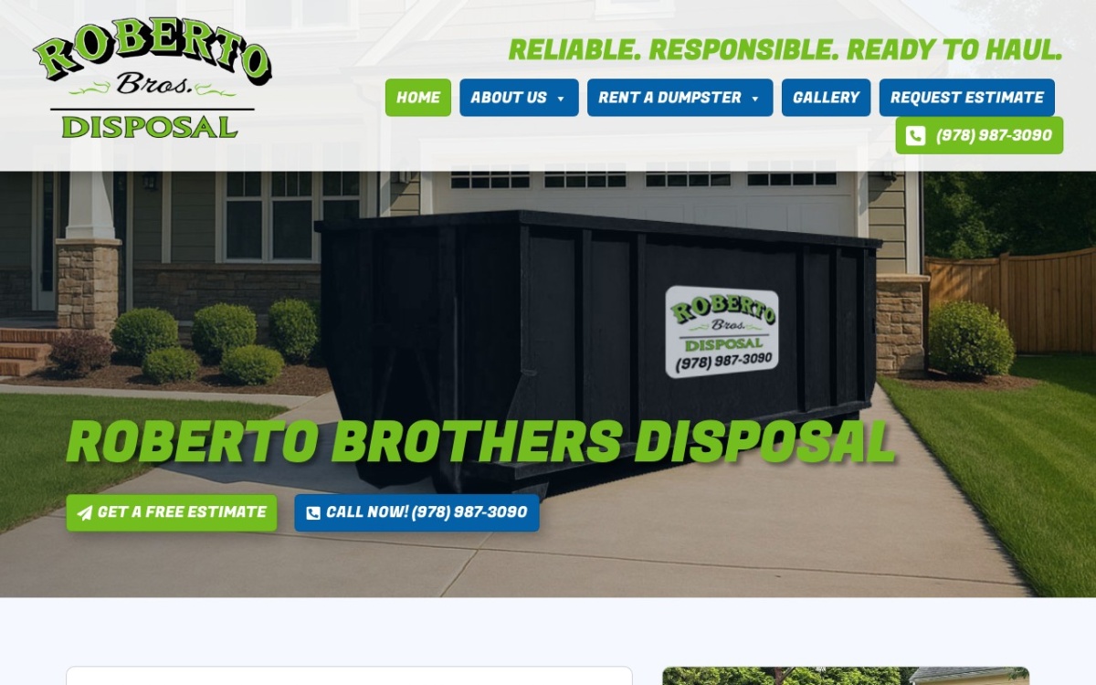 Roberto Brothers Disposal website homepage
