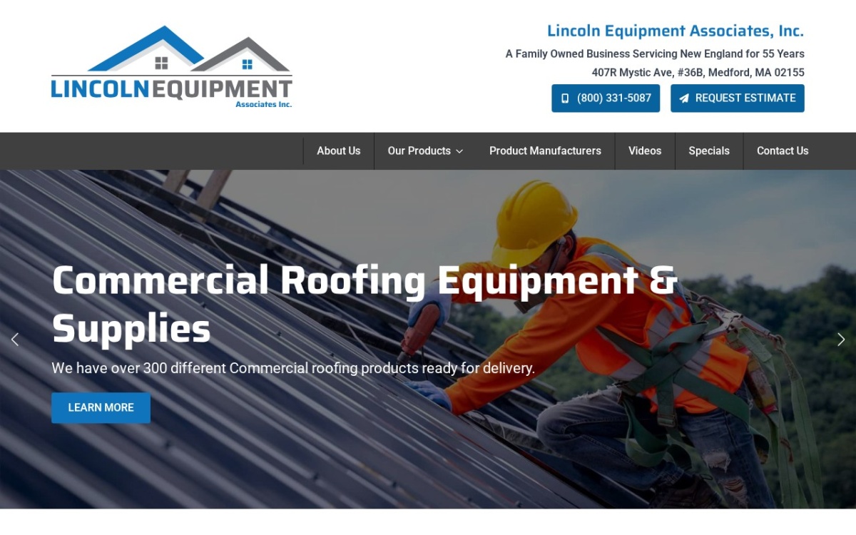 Lincoln Equipment Associates website homepage